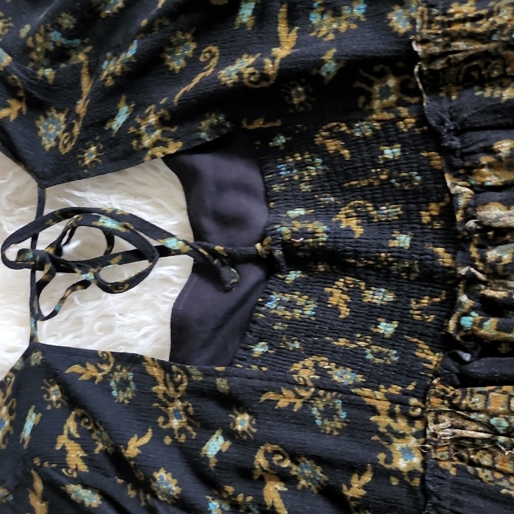 Free People Modern Chinoiserie Dress Mini Babydoll Boho Paisley Print - Picture 11 of 12
